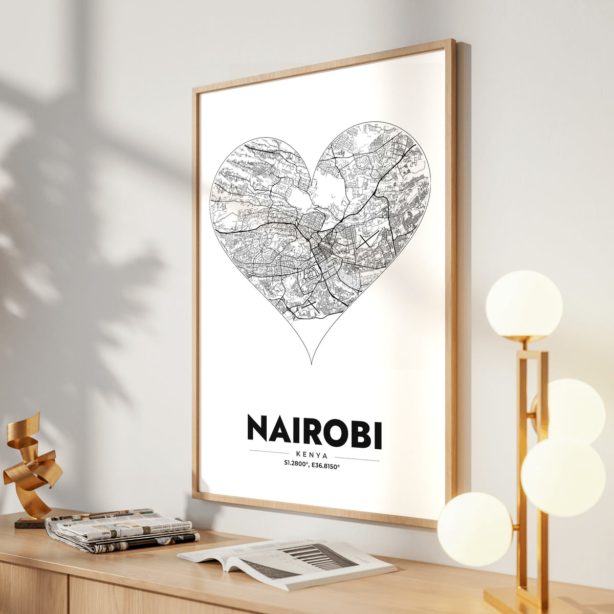 Nairobi Heart Map Poster