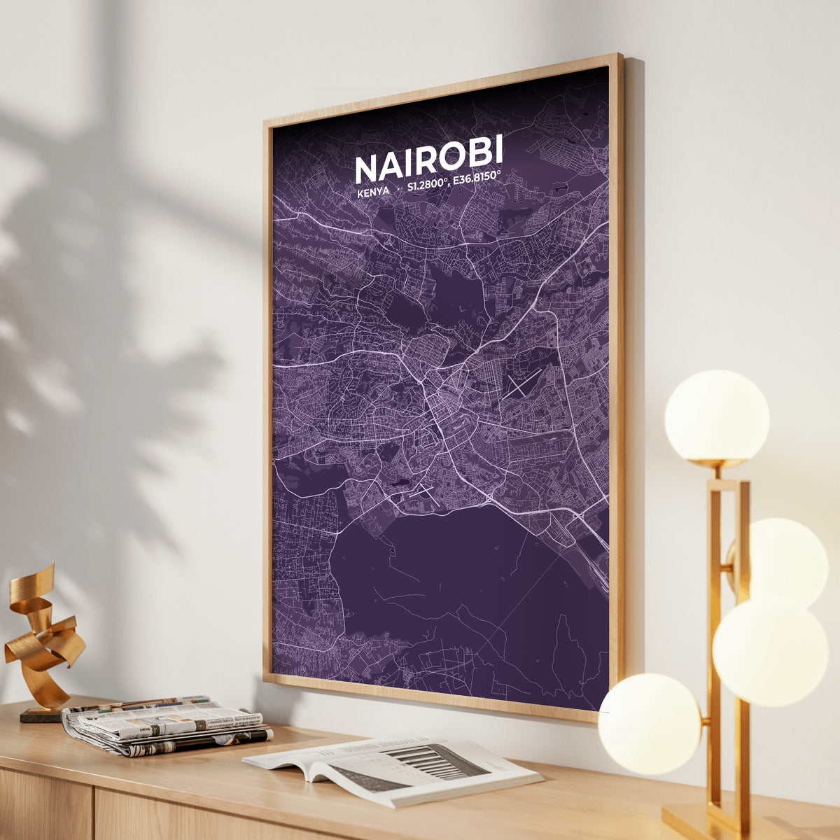 Nairobi Dusk Map Poster