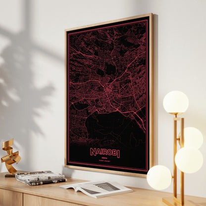 Nairobi Phosphor Map Poster - System Alert