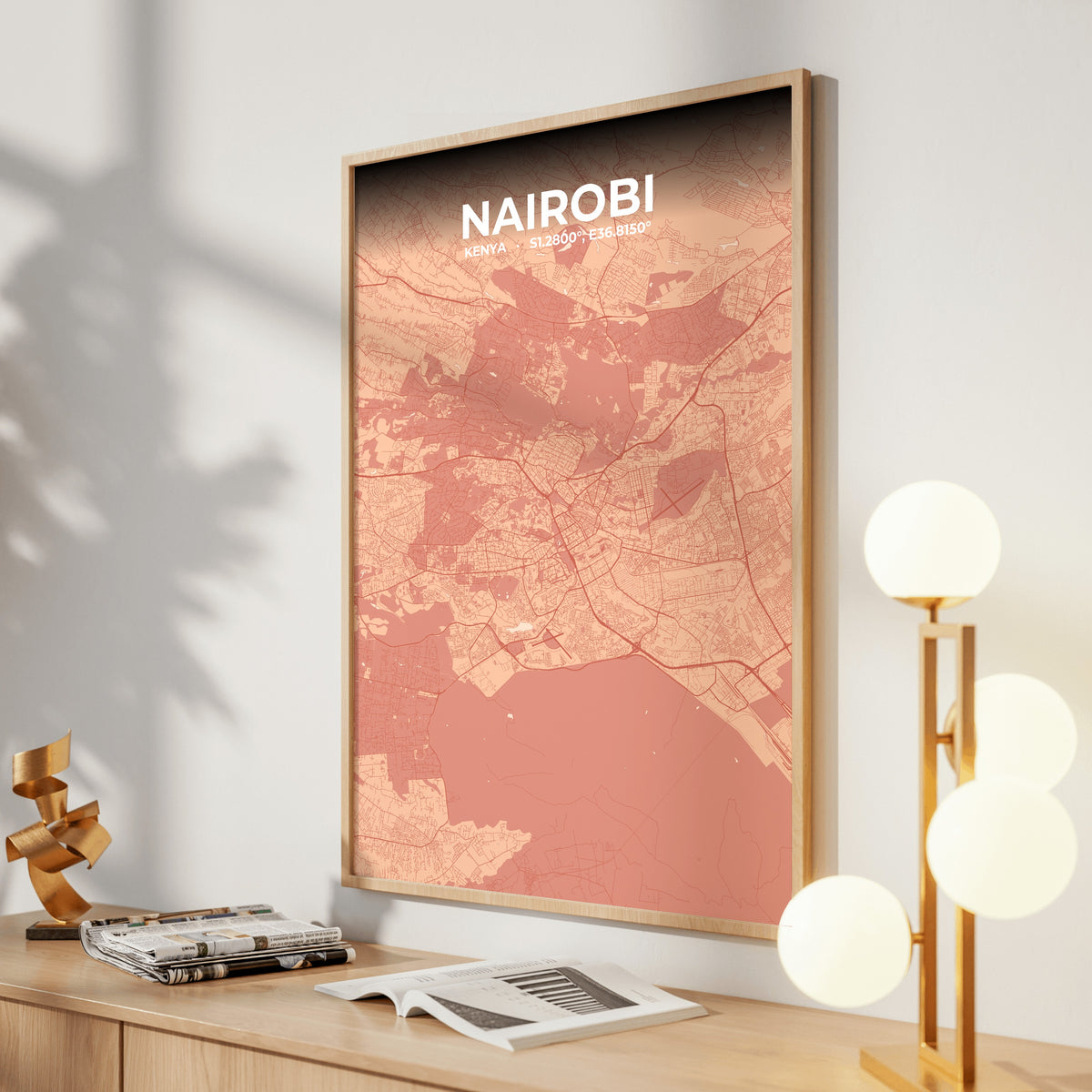 Nairobi Blush Map Poster