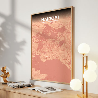 Nairobi Blush Map Poster
