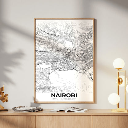 Nairobi Elegant Map Poster