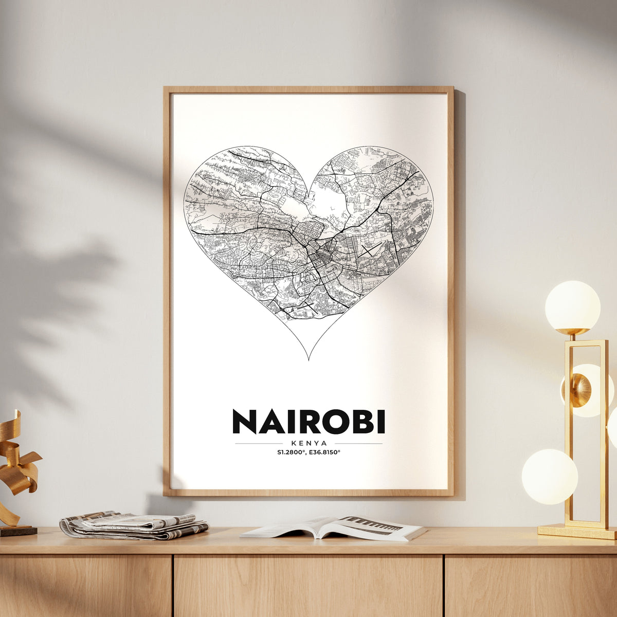Nairobi Heart Map Poster