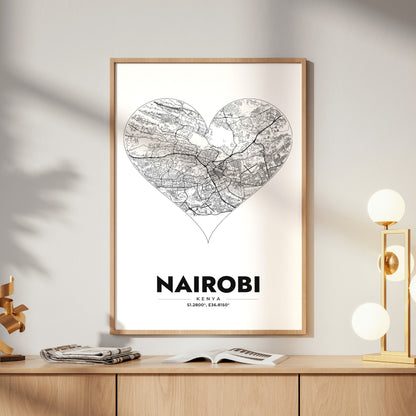 Nairobi Heart Map Poster