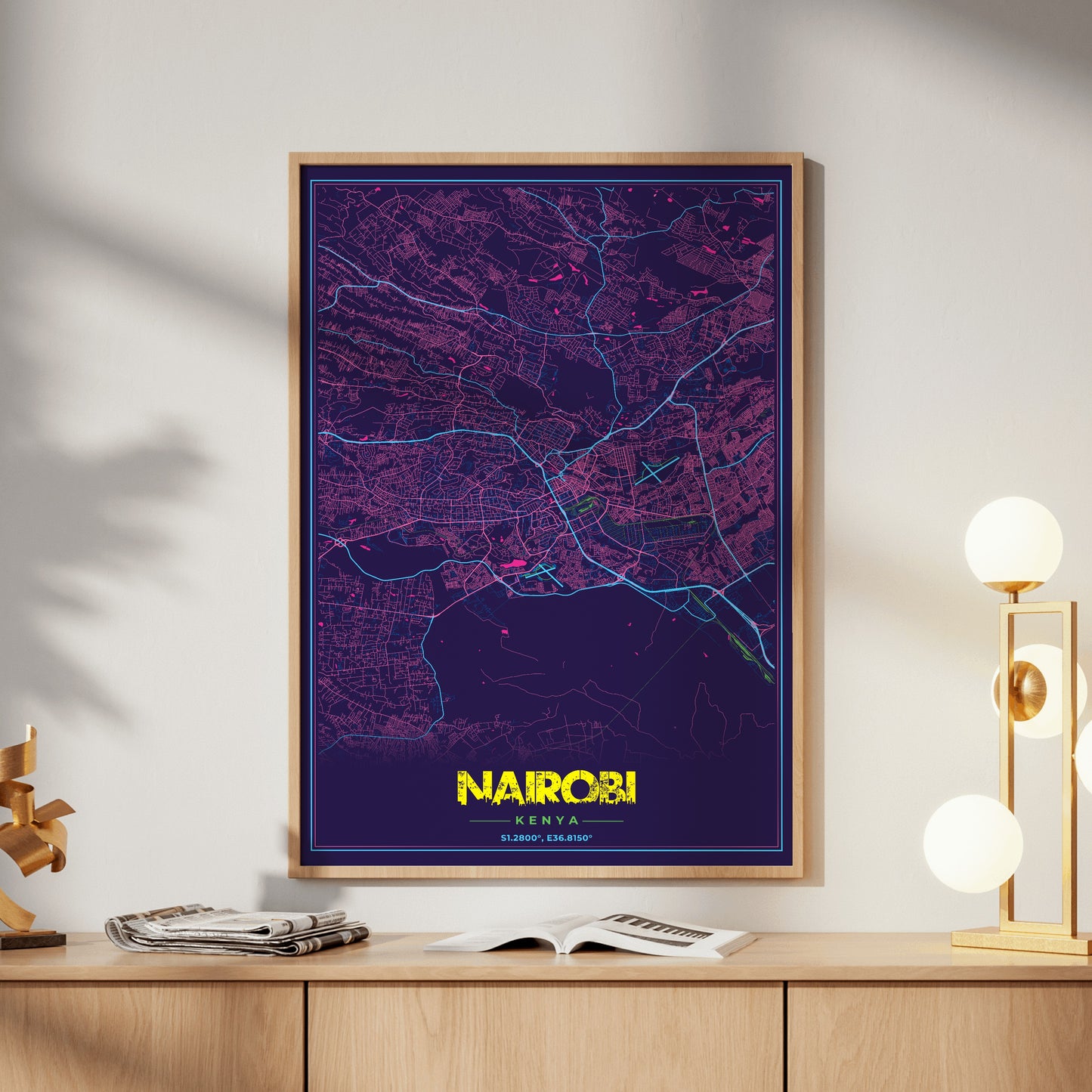 Nairobi Cyberpunk Map Poster