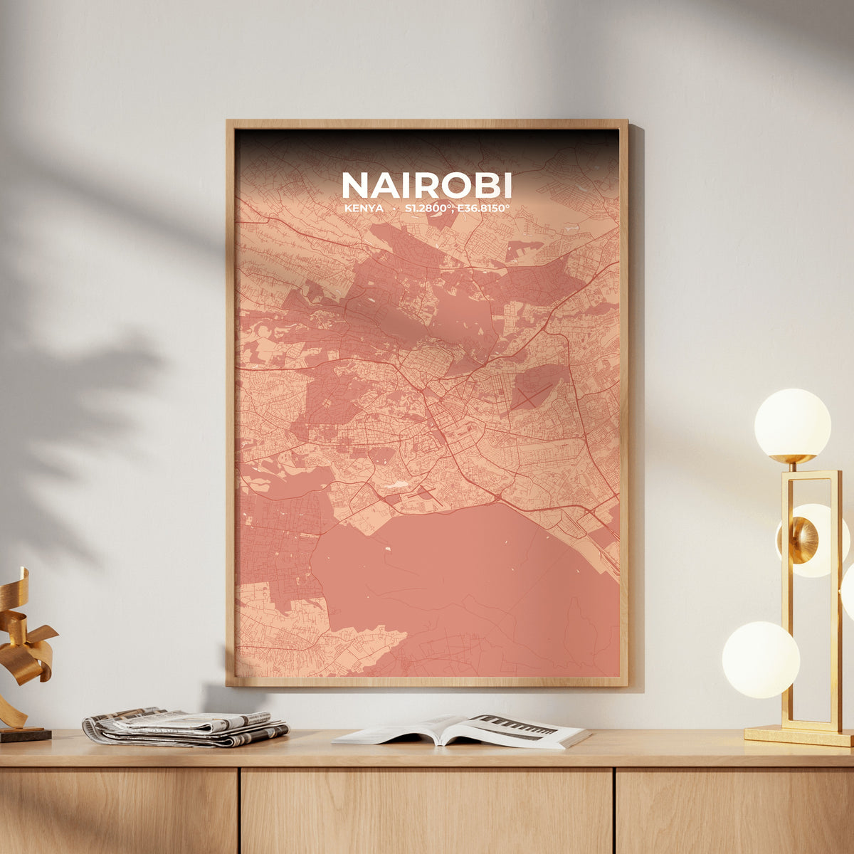 Nairobi Blush Map Poster