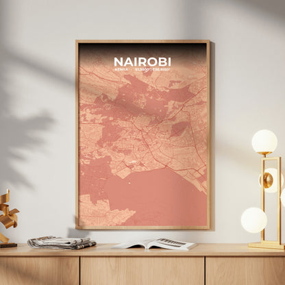 Nairobi Blush Map Poster