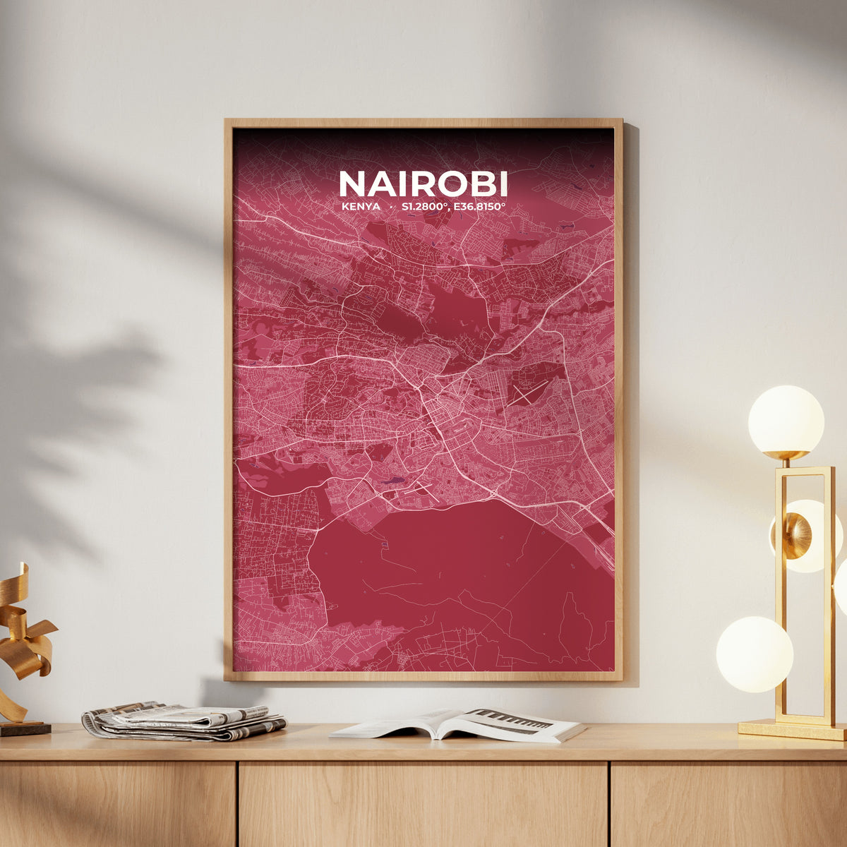 Nairobi Scarlet Map Poster