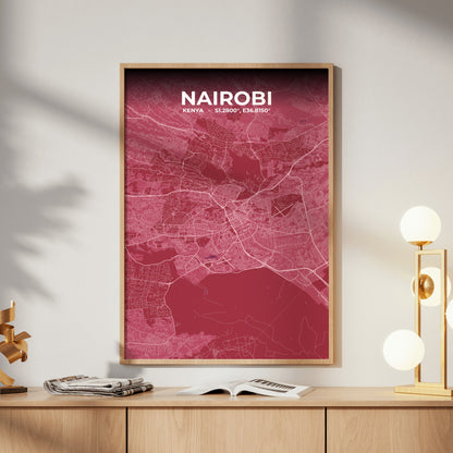Nairobi Scarlet Map Poster