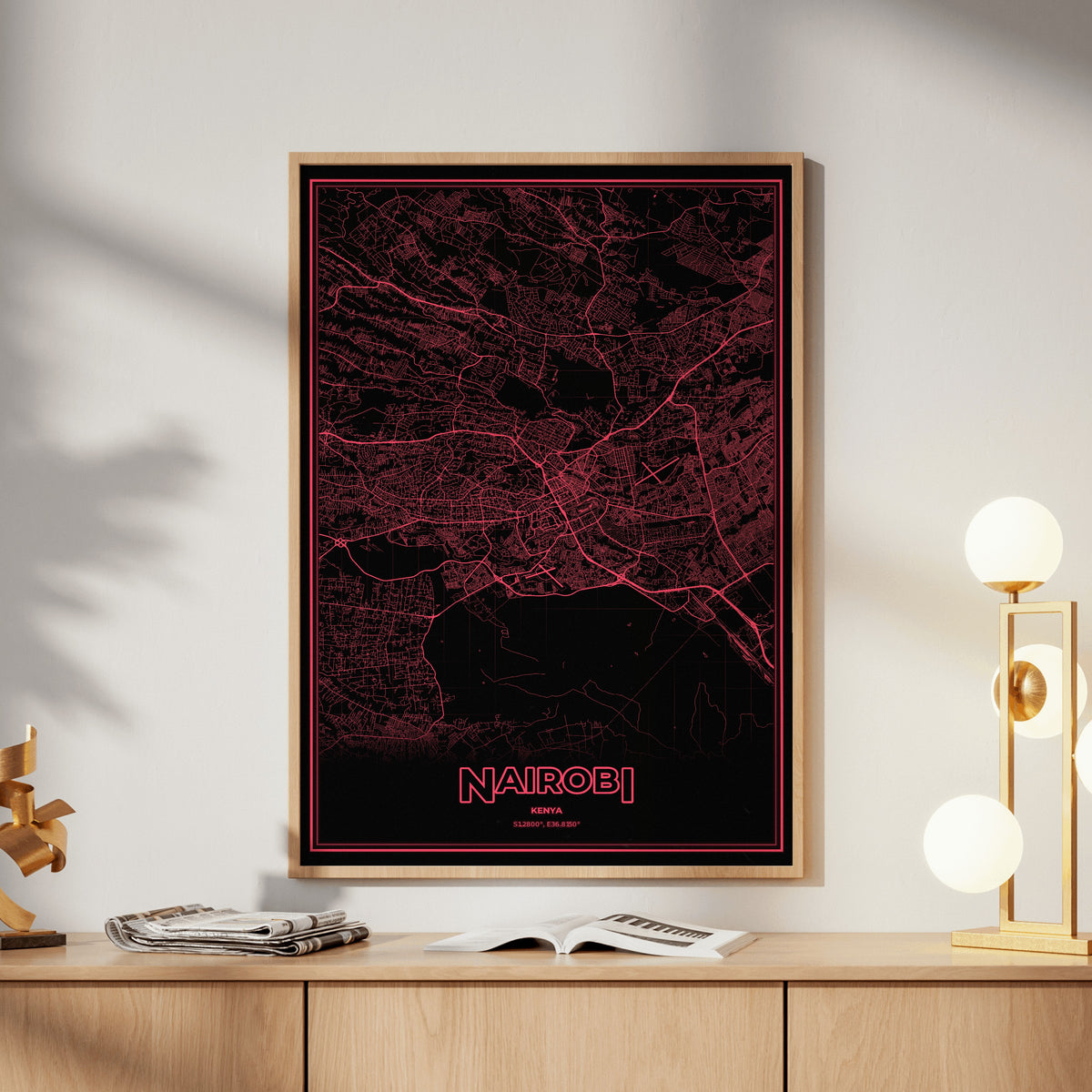 Nairobi Phosphor Map Poster - System Alert