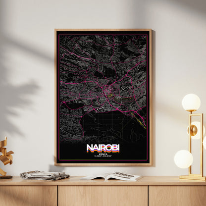 Nairobi Retro Map Poster