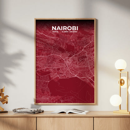 Nairobi Garnet Map Poster