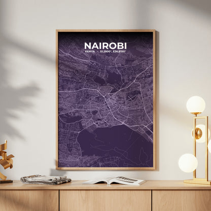 Nairobi Dusk Map Poster