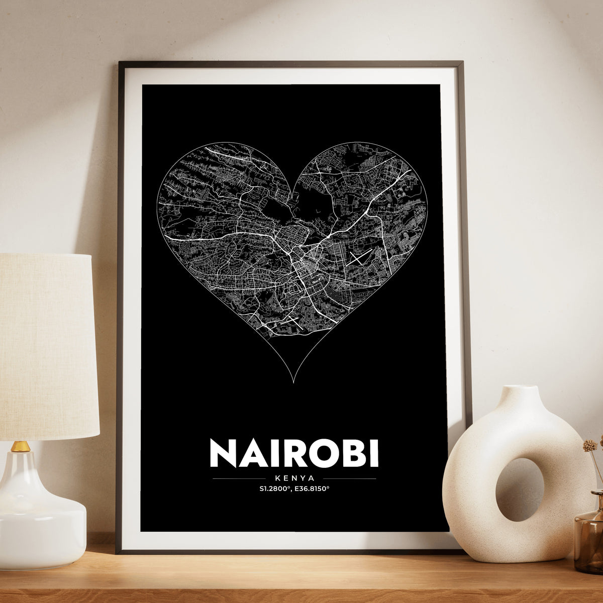 Nairobi Heart Map Poster