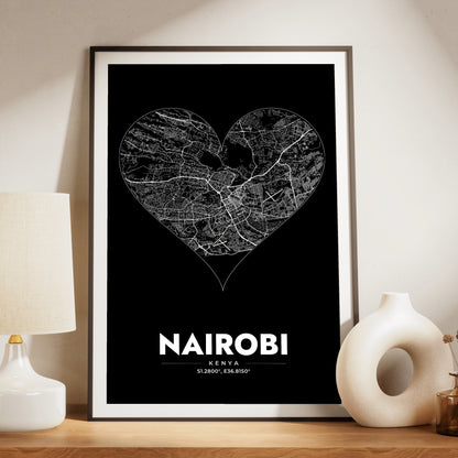 Nairobi Heart Map Poster