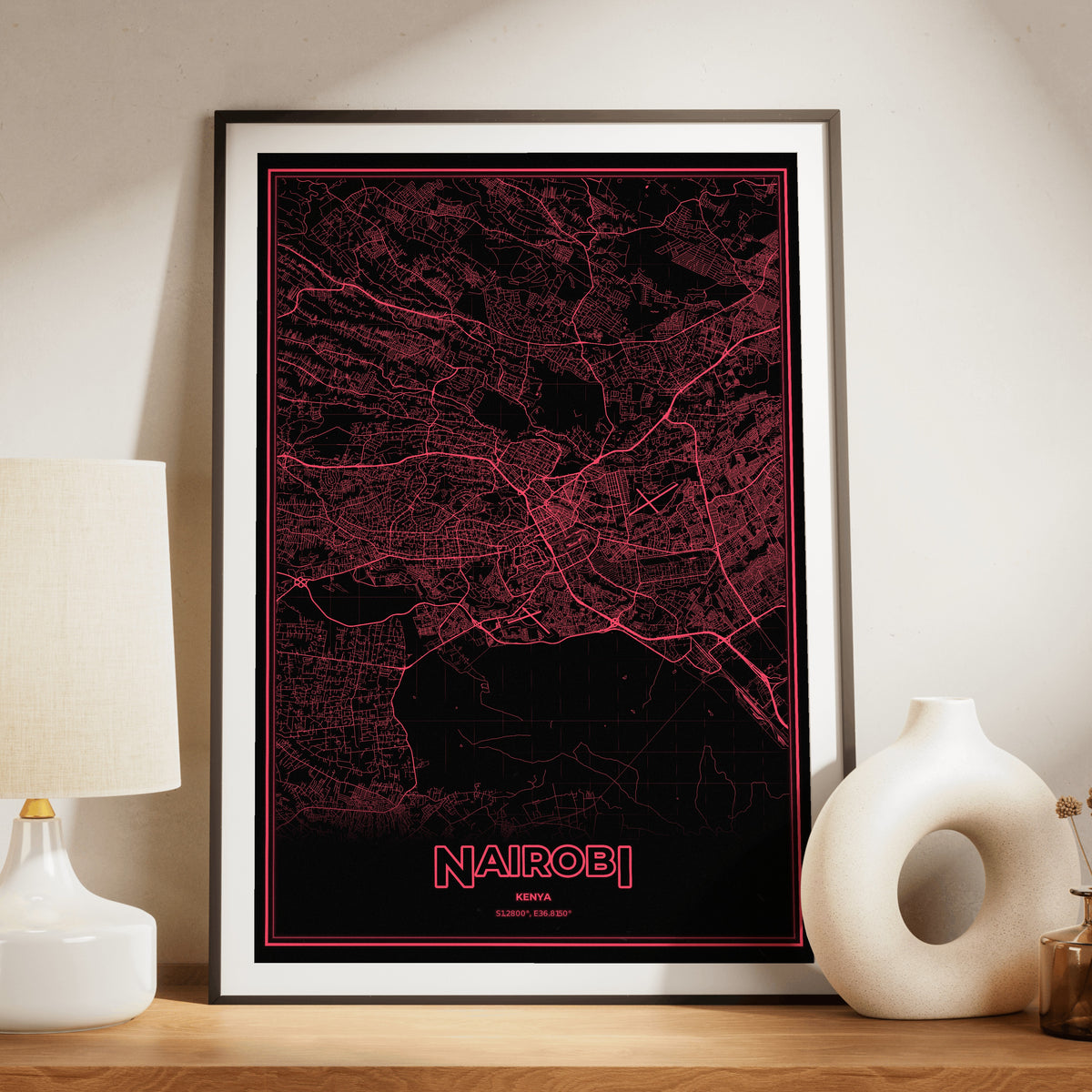 Nairobi Phosphor Map Poster - System Alert