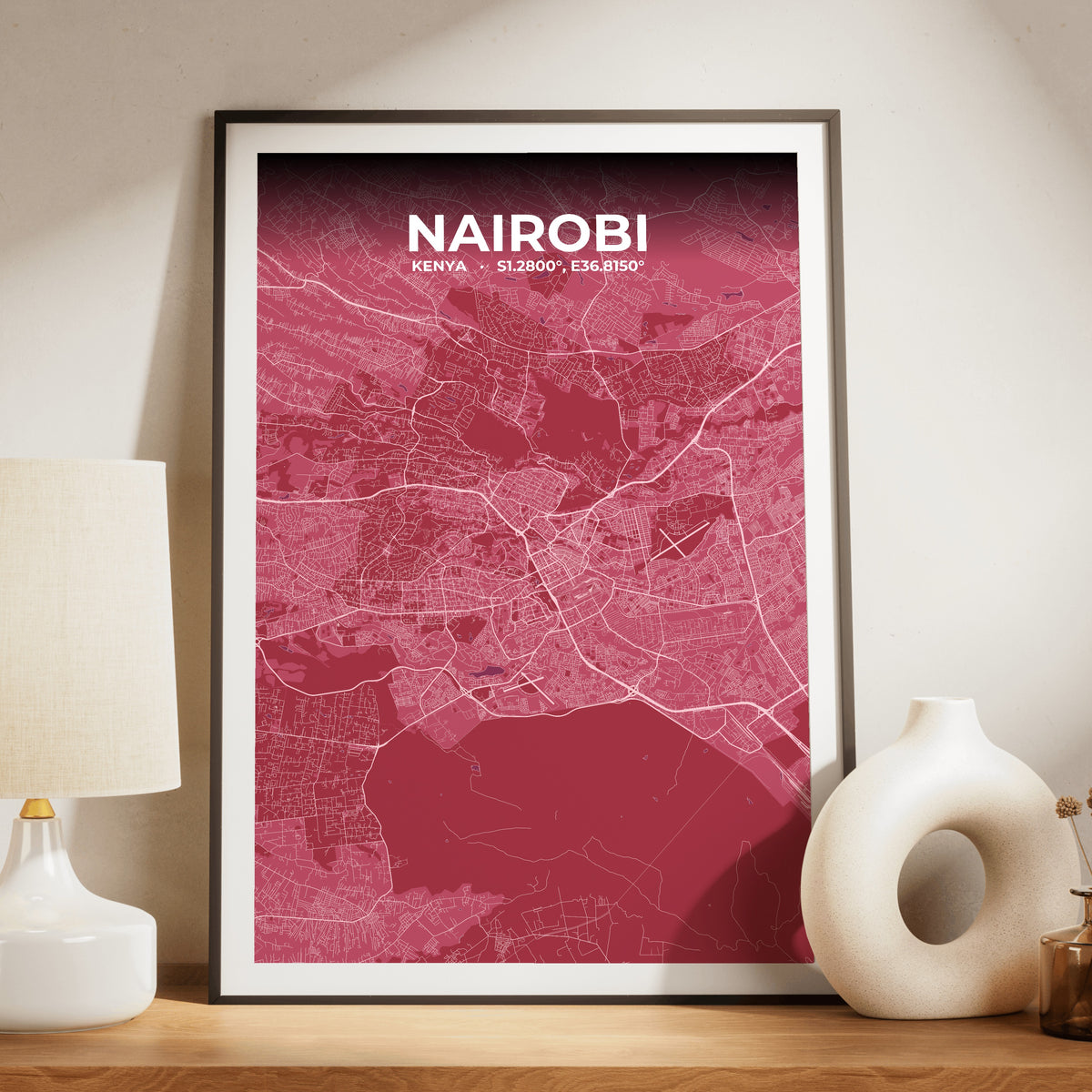 Nairobi Scarlet Map Poster