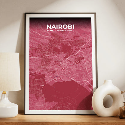 Nairobi Scarlet Map Poster