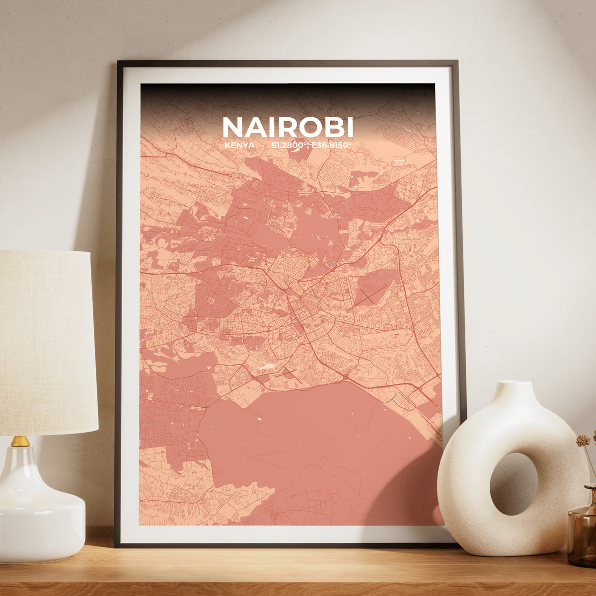 Nairobi Blush Map Poster