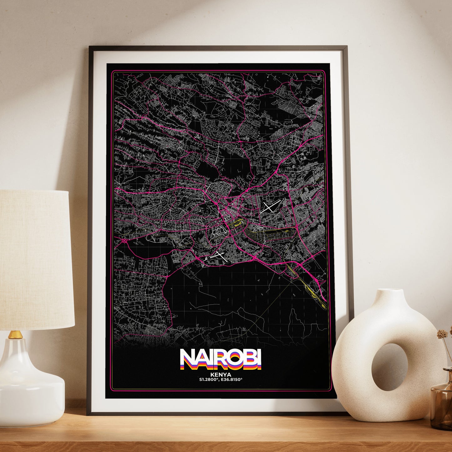 Nairobi Retro Map Poster