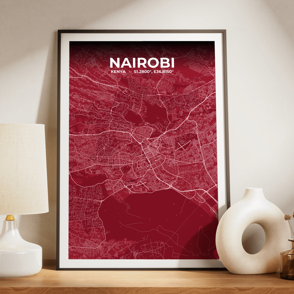 Nairobi Garnet Map Poster