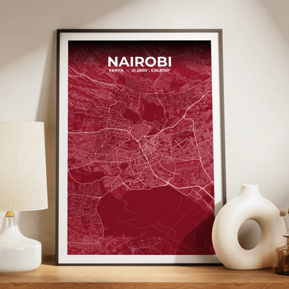 Nairobi Garnet Map Poster