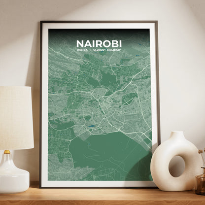 Nairobi Mist Map Poster