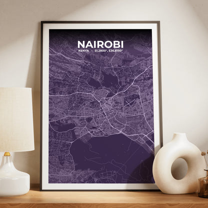 Nairobi Dusk Map Poster