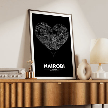 Nairobi Heart Map Poster