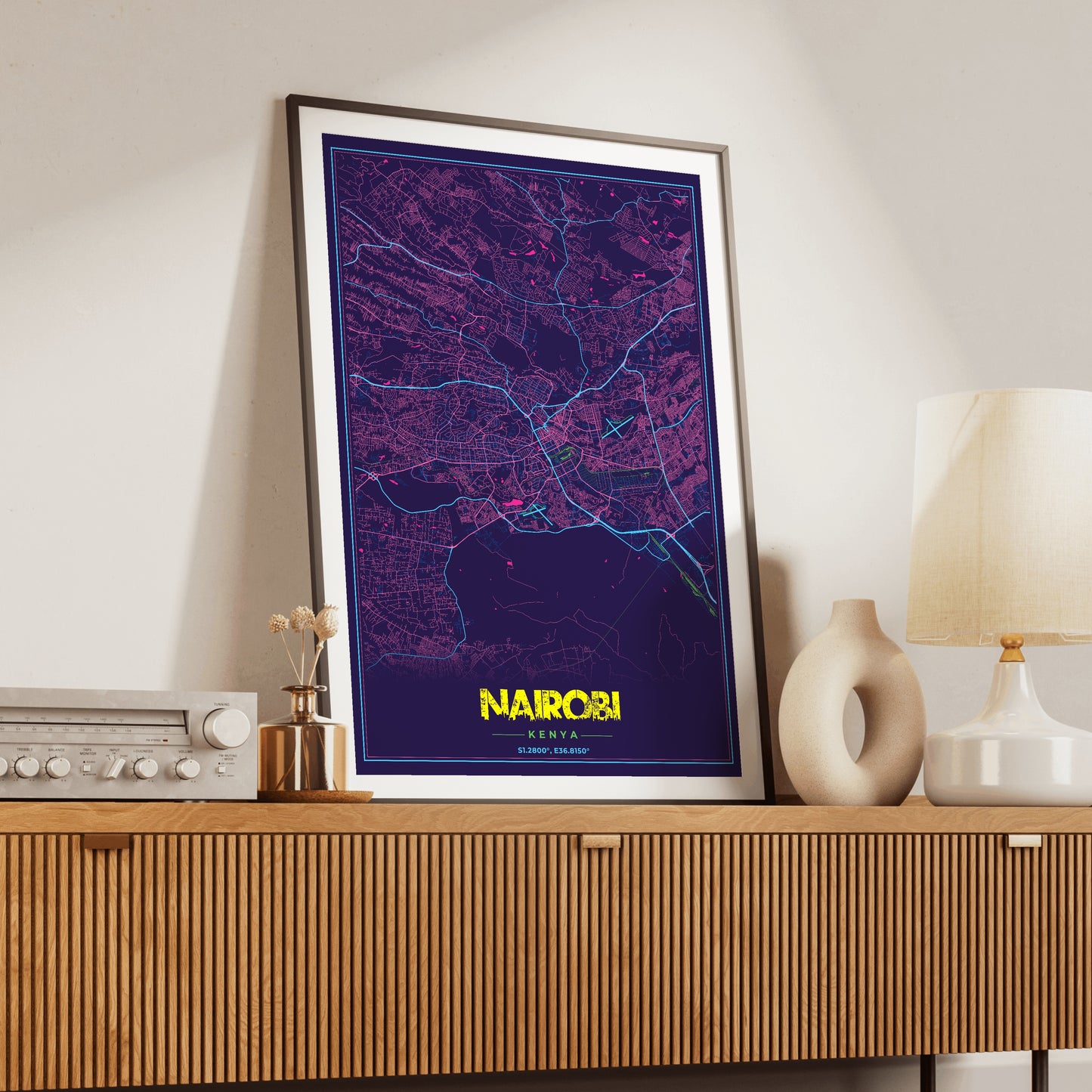 Nairobi Cyberpunk Map Poster