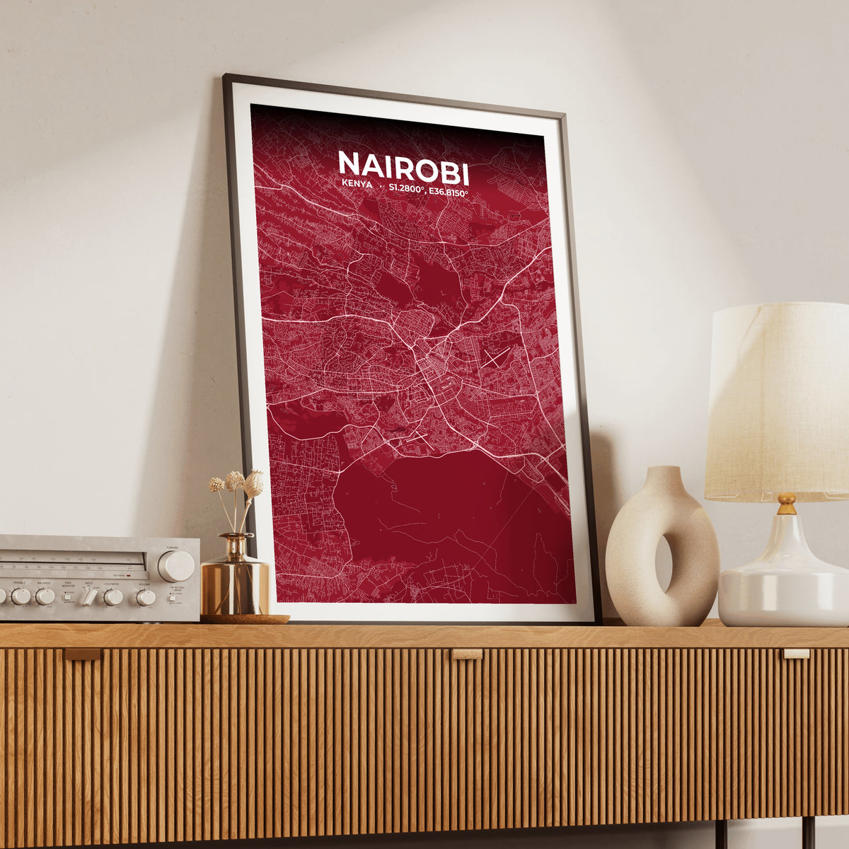 Nairobi Garnet Map Poster