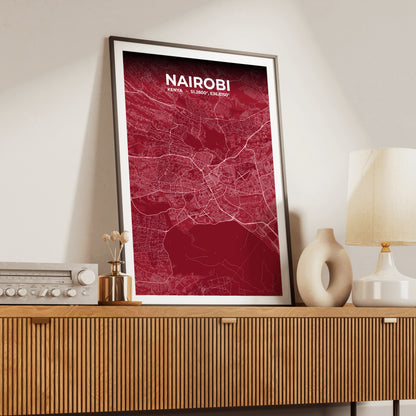 Nairobi Garnet Map Poster