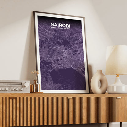 Nairobi Dusk Map Poster