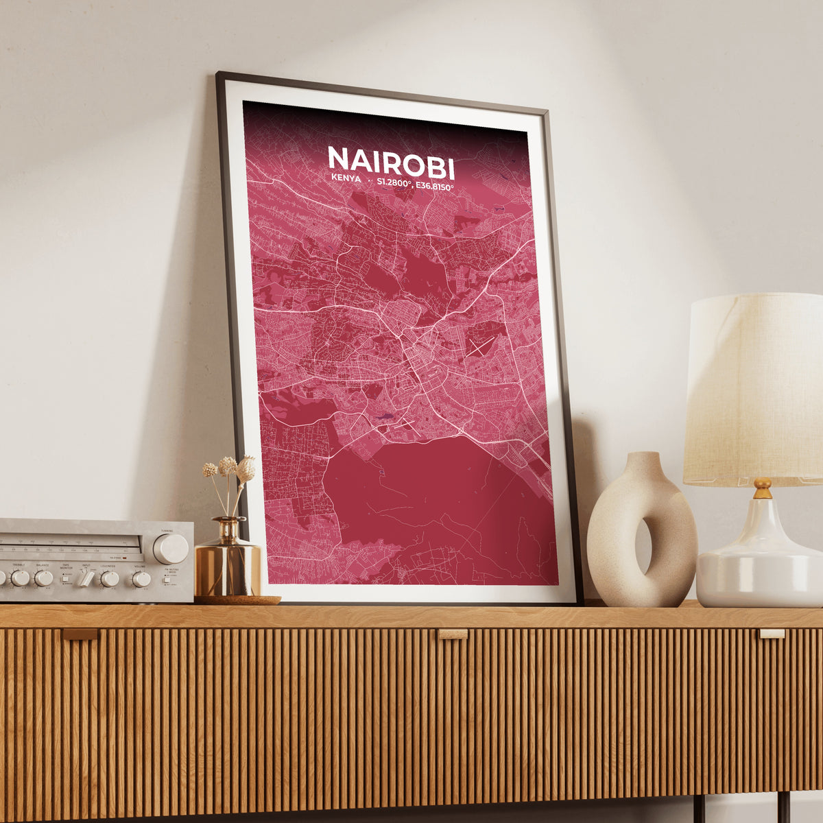 Nairobi Scarlet Map Poster