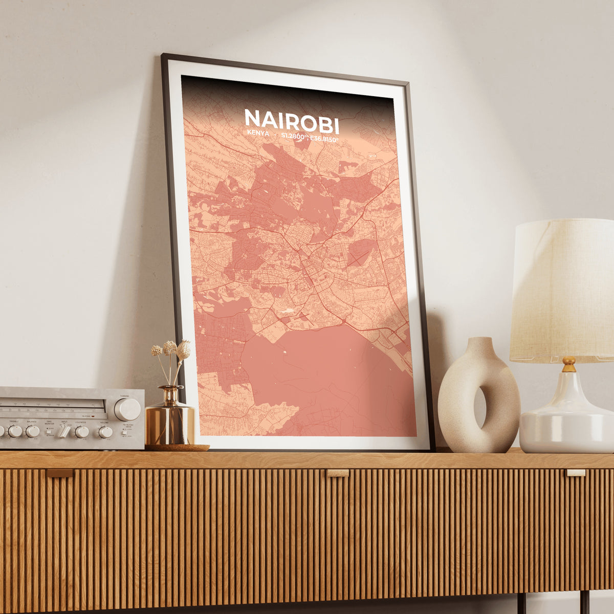 Nairobi Blush Map Poster