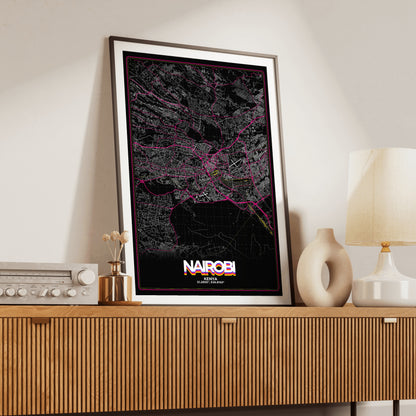 Nairobi Retro Map Poster