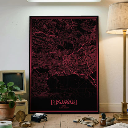 Nairobi Phosphor Map Poster - System Alert