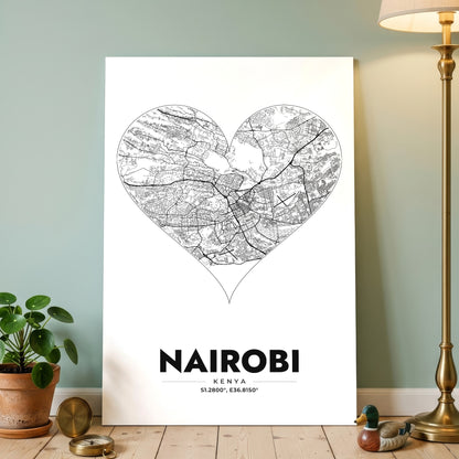 Nairobi Heart Map Poster
