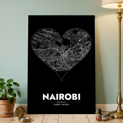 Nairobi Heart Map Poster