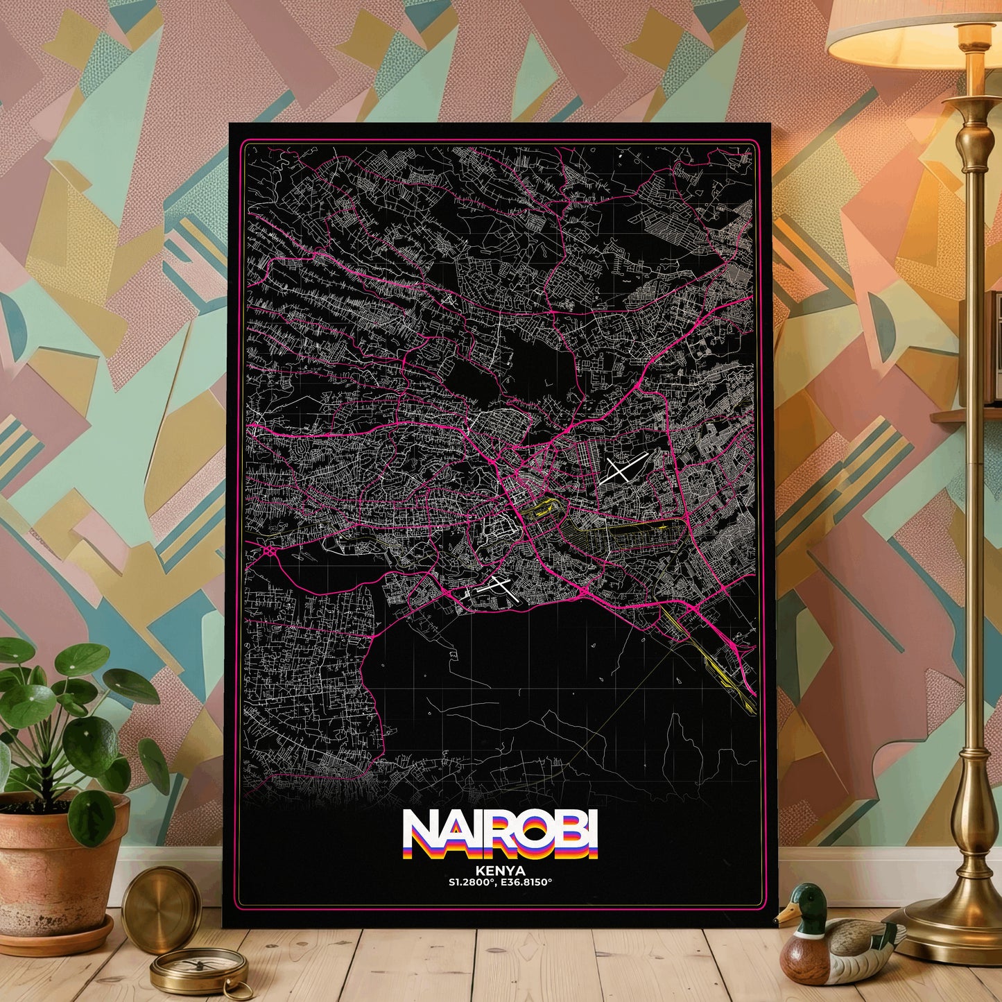 Nairobi Retro Map Poster