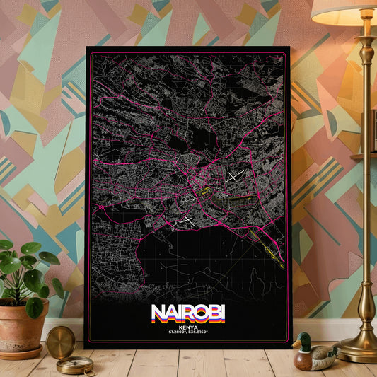 Nairobi Retro Map Poster