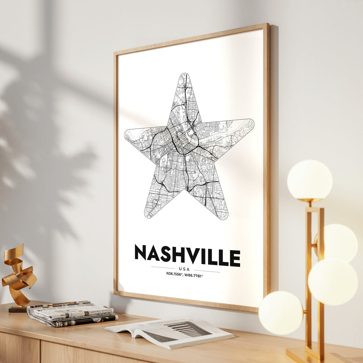 Nashville Star Map Poster