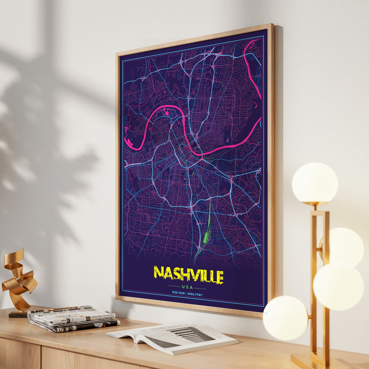 Nashville Cyberpunk Map Poster