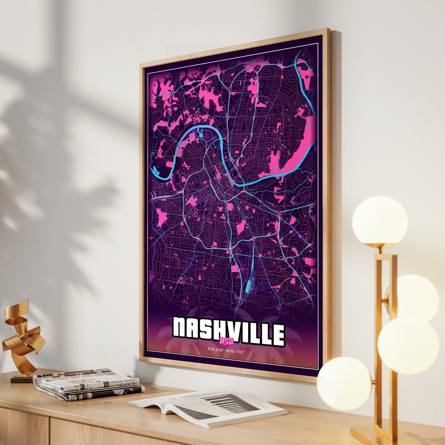 Nashville GTA Map Poster