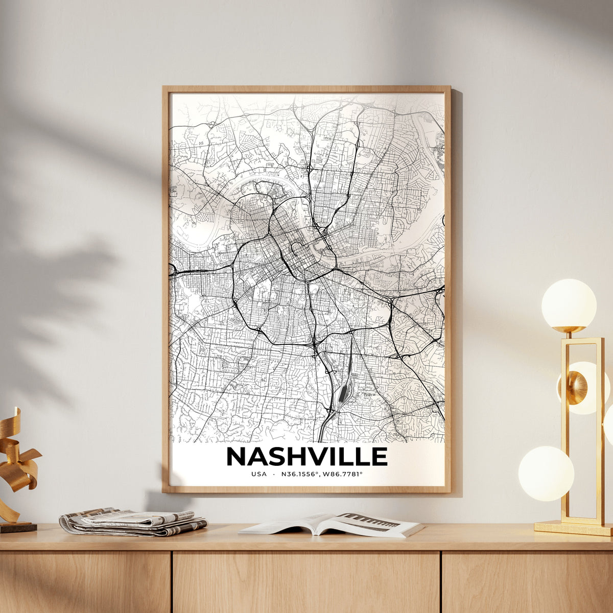 Nashville Elegant Map Poster