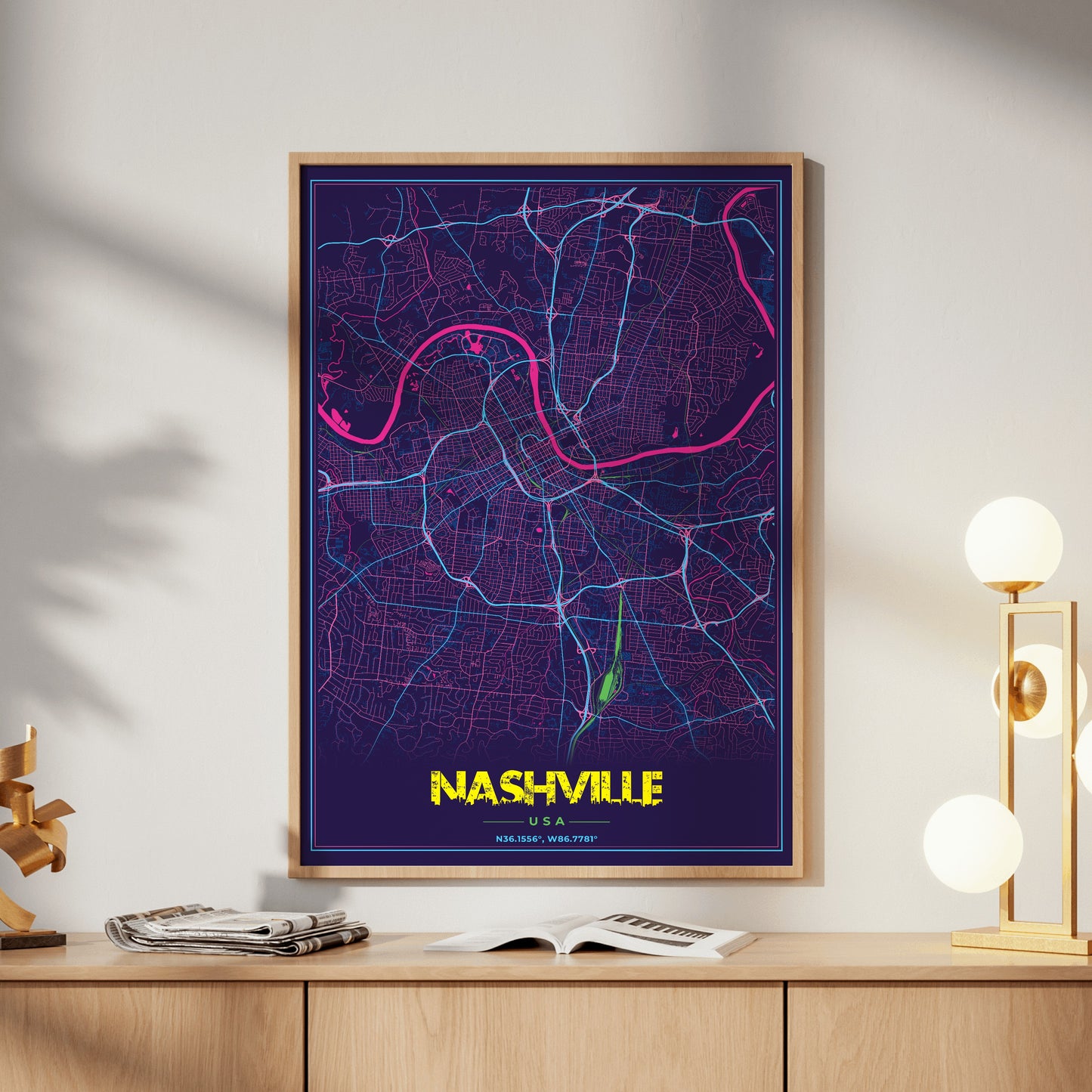 Nashville Cyberpunk Map Poster