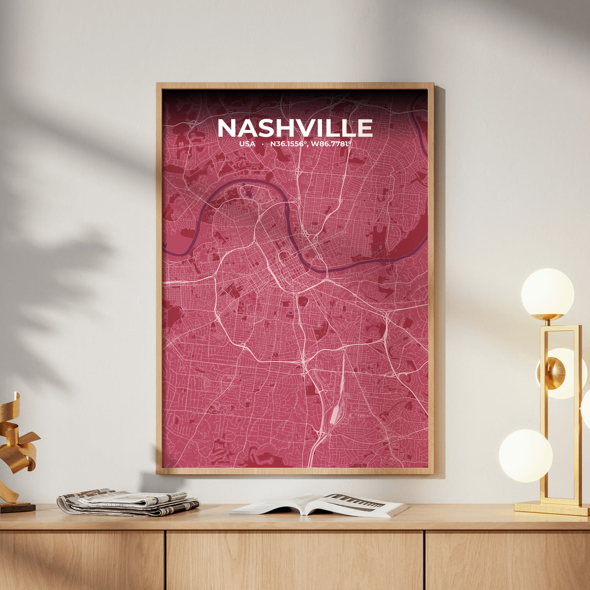 Nashville Scarlet Map Poster