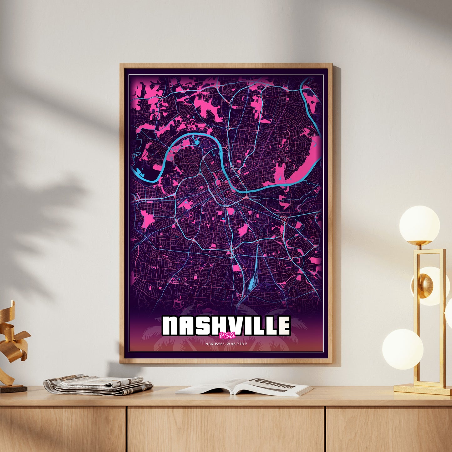 Nashville GTA Map Poster