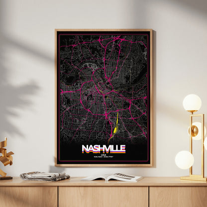 Nashville Retro Map Poster