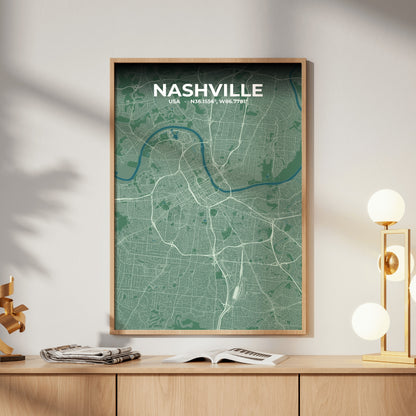 Nashville Mist Map Poster